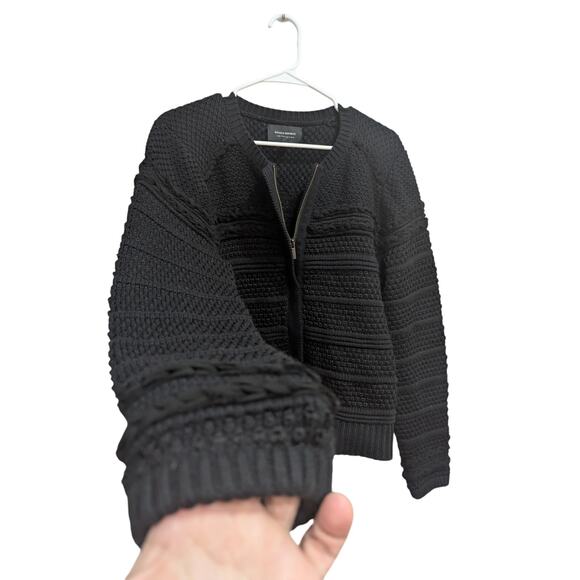 Black chunky knit zip cardigan by Banana Republic Limited Edition black label XL - Picture 6 of 12